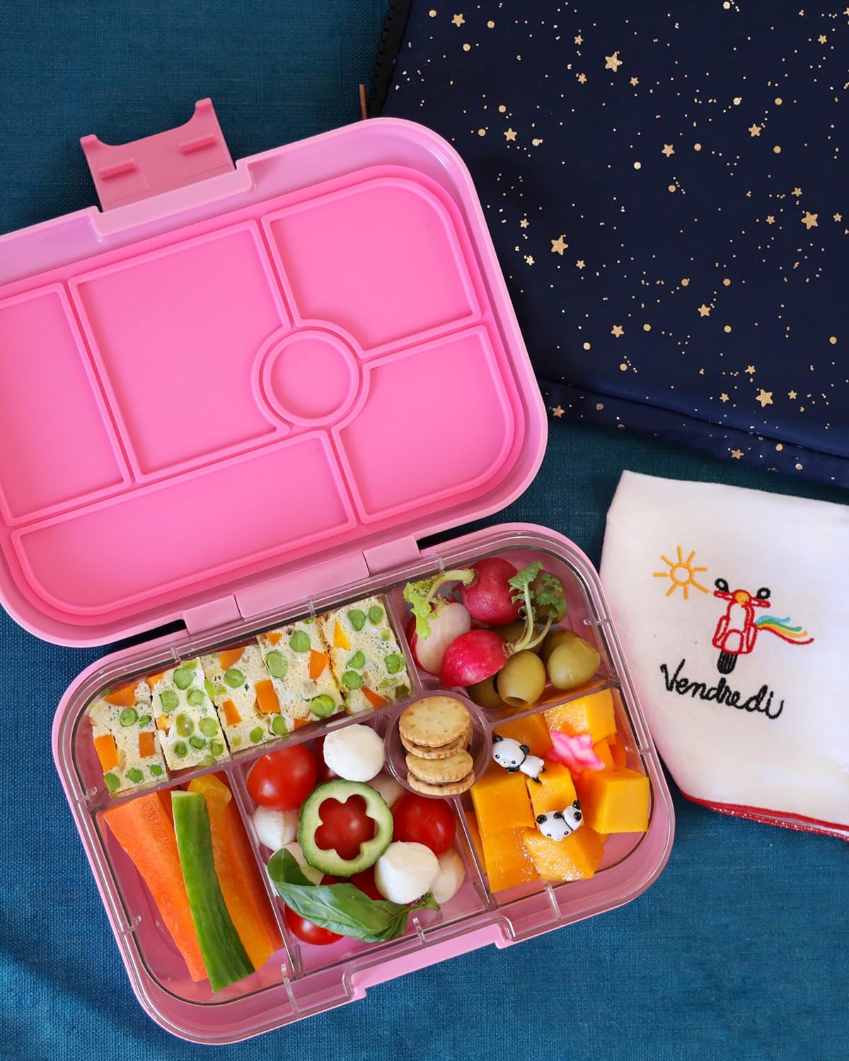 Yumbox Recipiente original de lancheira Bento à prova de vazamentos para crianças (Fifi Pink (bandeja de Paris))