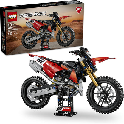 LEGO Kit de Modelo de Moto Technic Ducati Desmo450 MX Factory – inclui moto de brinquedo com motor de cilindro e suspensão – Decoração de mesa – Presente colecionável para meninos a partir de 10 anos – 42238