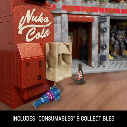 MEGA Brinquedo de Montar Fallout Action Figures – Posto Red Rocket com 824 Peças, 2 Bonecos Articulados e Acessórios, para Colecionadores