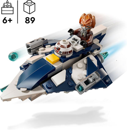 LEGO Star Wars: The Clone Wars Jedi Starfighter Microfighter de Plo Koon, brinquedo de construção colecionável para crianças, presente para meninos, meninas e fãs com 6 anos ou mais, inclui um sabre de luz azul 75400