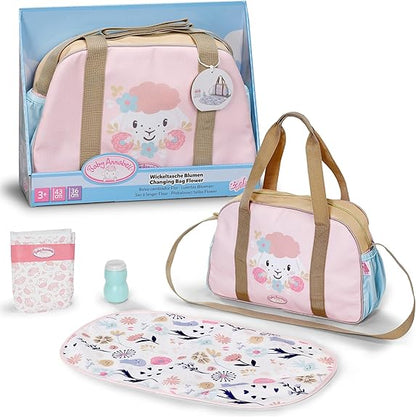 Baby Annabell Bolsa de Troca de Fraldas - Acessório para boneca, incluindo trocador, frasco de loção de brinquedo e fralda - Embalagem 100% livre de plástico - Serve em bonecas de 36 cm e 43 cm - Indicado para crianças a partir de 3 anos