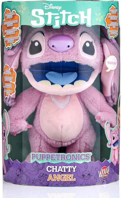 WOW! STUFF Disney Chatty Stitch Deluxe, Puppetronic Stitch, Marionete Animatrônica, Mais de 50 combinações de ação e som, 30 cm/12 polegadas de altura, Idades de 6 a adulto, Azul