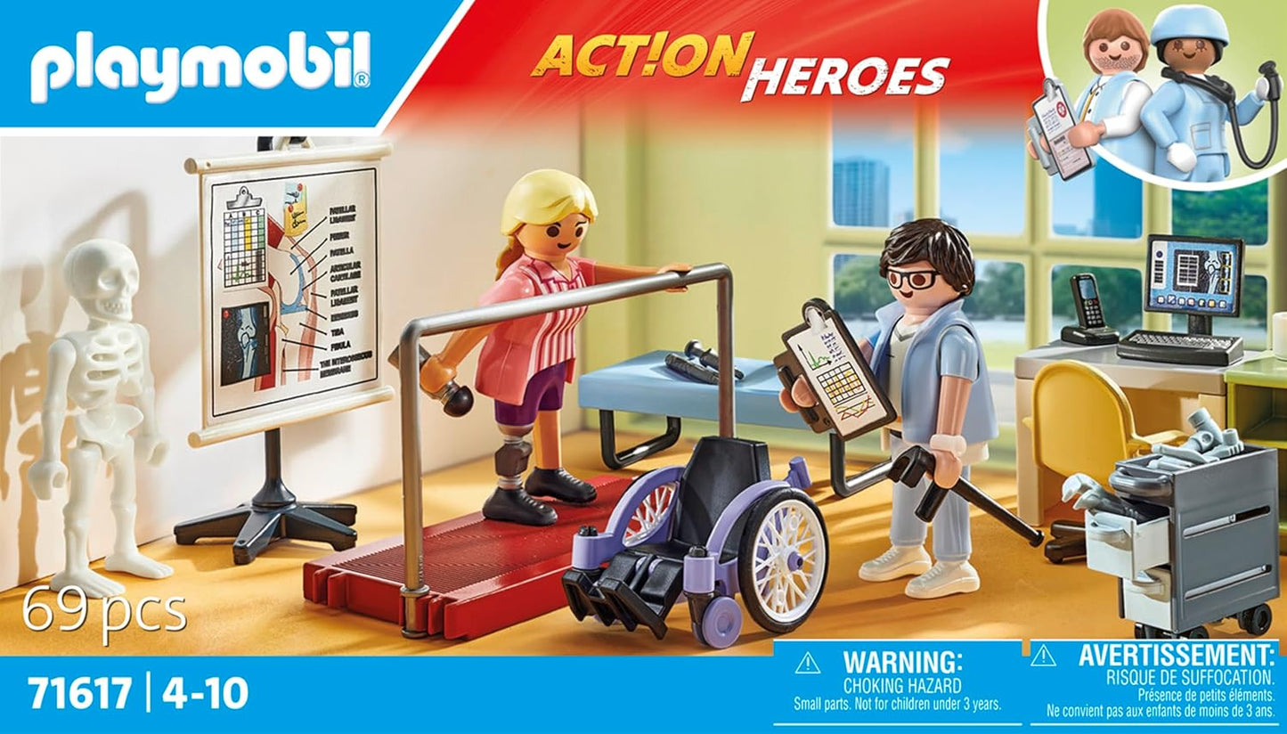 Playmobil 71617 Action Heroes: Ortopedia, tratamento atencioso de pacientes, feito com mais de 80% de materiais reciclados e de base biológica, conjuntos de jogos detalhados adequados para crianças com mais de 4 anos