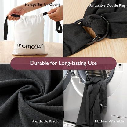 Momcozy Canguru para Bebês de 3,6 a 15 kg, Fácil de Usar, Ajustável e Ideal para Bebês Recém-Nascidos e Crianças Pequenas, Preto
