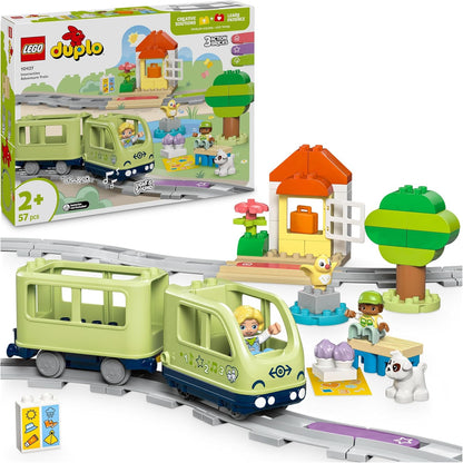 LEGO DUPLO, Conjunto de trem de aventura interativo brinquedo montessori criativo para meninos e meninas de 2 anos ou mais, conjunto de aprendizagem para crianças com luzes e sons inspira dramatização