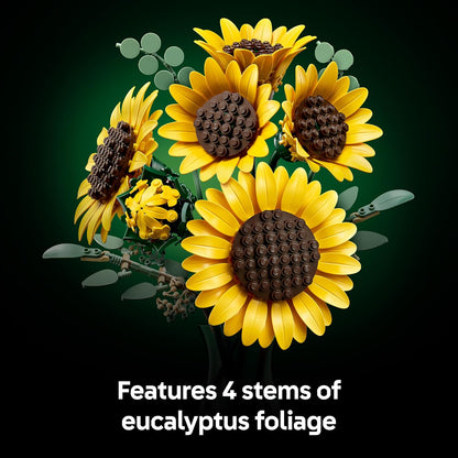 LEGO Buquê de Girassóis Botanicals - Conjunto de Flores Artificiais para Adultos - Girassóis e Galhos de Eucalipto Artificiais para Decoração de Sala de Estar ou Quarto - Ideia de Presente DIY para Mulheres - 11502