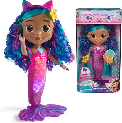 Gabby's Dollhouse: Filme, Sereia Gabby Canta e Brilha, Boneca Sereia à Prova d'Água com Luzes e Sons, Brinquedo Infantil para Meninas e Meninos a partir de 3 Anos
