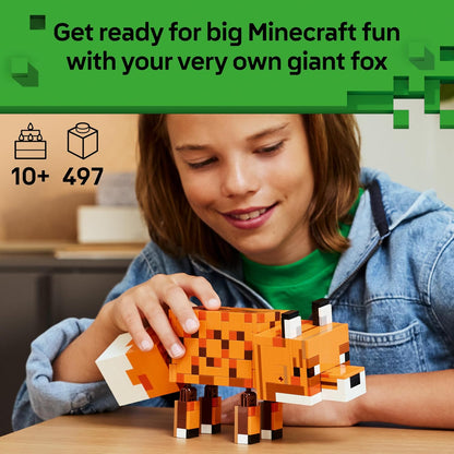 LEGO Minecraft Raposa de Brinquedo - Quebra-cabeça 3D com Acessórios - Decoração DIY para Quarto ou Sala de Jogos - Ideia de Presente de Aniversário para Meninos, Meninas e Fãs a partir de 10 Anos - 21588