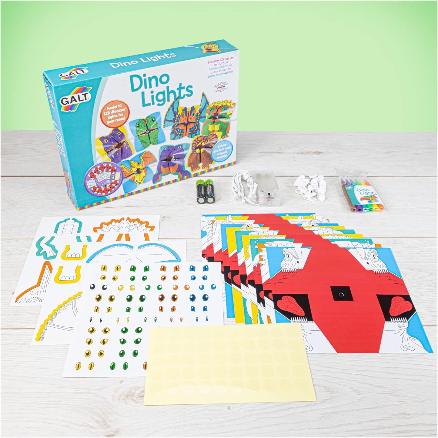 Galt Toys Dino Lights Origami LED Dinosaur Creative Craft Kit, Galt, Luzes de Fada, Kits de Artesanato para Crianças, Idades 5 Anos Acima, Médio, Galt Luzes de Flores - Conjunto de Artesanato e Artesanato Infantil Creative Cases