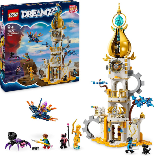 LEGO DREAMZzz The Sandman’s Tower, Castle Toy Playset para crianças, meninos e meninas, com 2 opções de construção, apresentando figuras de animais de aranha e pássaro, além de 5 minifiguras, presentes de aniversário de fantasia 71477