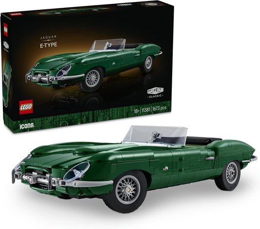 LEGO Icons Jaguar E-Type – Kit de Modelo de Carro Esportivo Clássico para Adultos – Inclui Motor de 6 Cilindros em Linha e Kit de Ferramentas – Decoração 3D para Prateleira ou Mesa – Ideia de Presente Colecionável para Fãs de Automobilismo – 11381