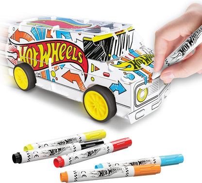 BLADEZ Super van personalizada Hot Wheels, van DIY, faça seu próprio/construa seu próprio, veículo retrátil para crianças, personalizável com canetas e adesivos, Creative Maker Kitz por Bladez Toyz