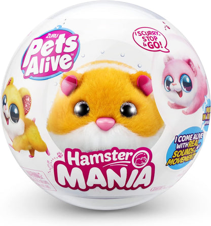 Pets Alive Hamstermania Laranja da ZURU Hamster, Animal de estimação eletrônico, Mais de 20 sons interativos, Bola de brinquedo para hamster para meninas e crianças (Laranja)