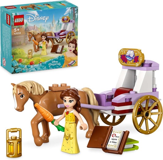 LEGO ǀ Disney Princess Belle Storytime Horse Carriage, Juguete de construcción para niñas y niños a partir de 5 años con Belle Mini-Muñeca y figura de Phillipe, Película de La Bella y la Bestia de Disney, Regalo para niños 43233