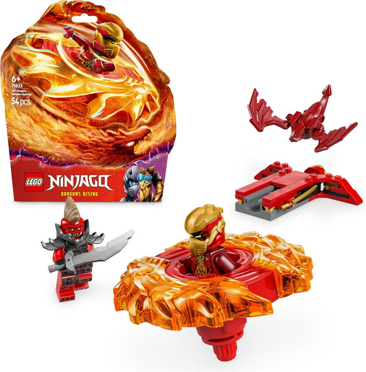 LEGO NINJAGO Kai’s Dragon Spinjitzu Spinner com 2 minifiguras e elementos voadores - Brinquedo de construção Ninja para meninos e meninas com mais de 6 anos - Pequeno presente