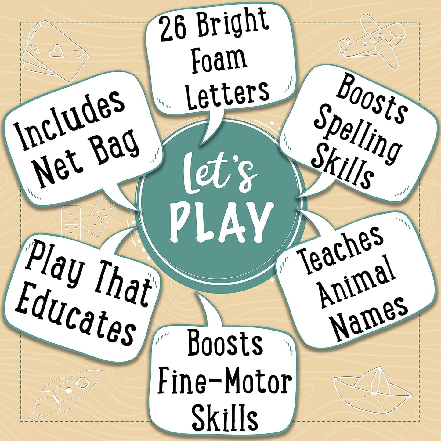 Jaques of London Brinquedos de banho para crianças - Brinquedos de banho para bebês com letras e números de espuma - Letras do alfabeto para banho para diversão educativa - Conjunto de letras e números do alfabeto para banho