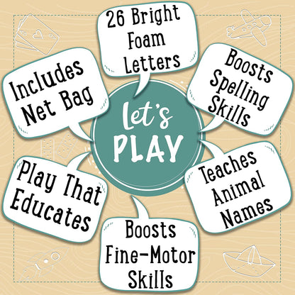 Jaques of London Brinquedos de banho para crianças - Brinquedos de banho para bebês com letras e números de espuma - Letras do alfabeto para banho para diversão educativa - Conjunto de letras e números do alfabeto para banho