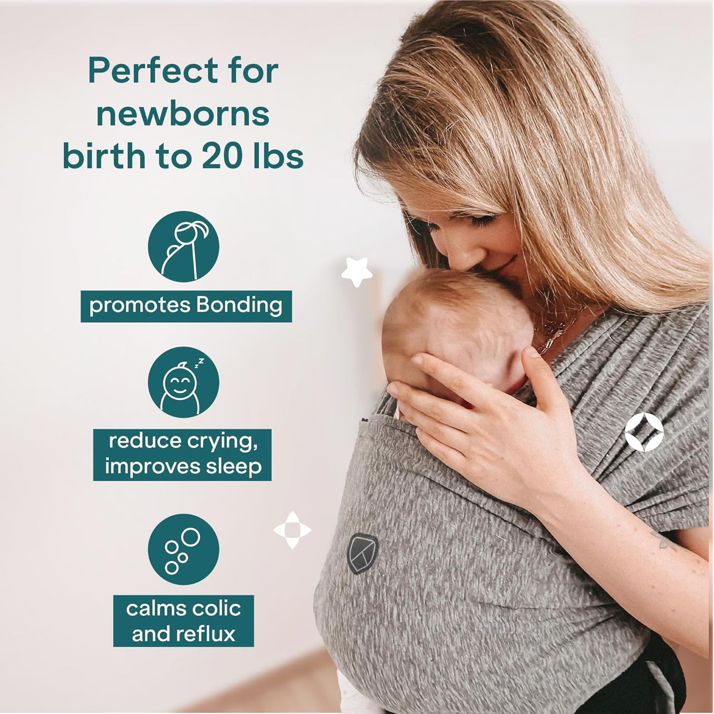 Koala Babycare Canguru para Bebê - Fácil de Usar - Suporte Ergonômico Certificado - Canguru Elástico Multiuso Adequado para Bebês de até 9 kg - Canguru para Bebê