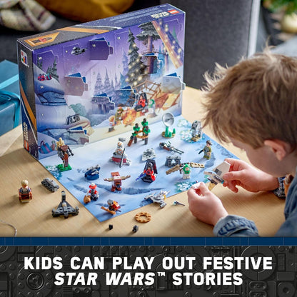 LEGO Star Wars Calendario de Adviento 2023 75366 Idea de regalo de cuenta regresiva navideña con 9 personajes de Star Wars y 15 mini juguetes de construcción, descubre nuevas experiencias y sorpresas coleccionables diarias