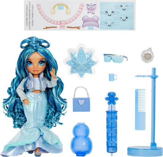Rainbow High Winter Wonderland - Skyler (azul) - Boneca fashion de 28 cm, com neve mágica escondida que incha com água, vem com um kit de boneco de neve, adequada para crianças de 4 a 12 anos e colecionadores
