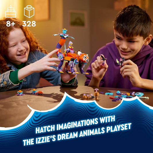 LEGO DREAMZzz Conjunto de animais dos sonhos de Izzie, brinquedo de construção de panda para tartaruga e pássaro para meninas e meninos de 8 anos ou mais, conjunto criativo com 2 minifiguras