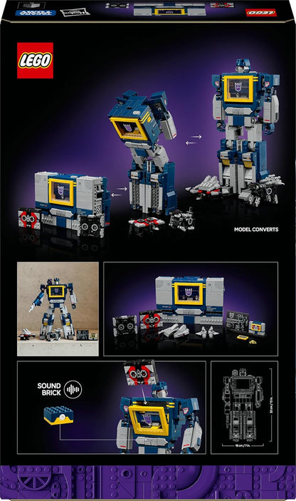 LEGO Icons Transformers: Conjunto Soundwave para Adultos - Kit de Modelo para Exibição com Figuras Conversíveis, incluindo Laserbeak e Ravage, além de um Bloco Sonoro - Presente Colecionável para Fãs - 10358