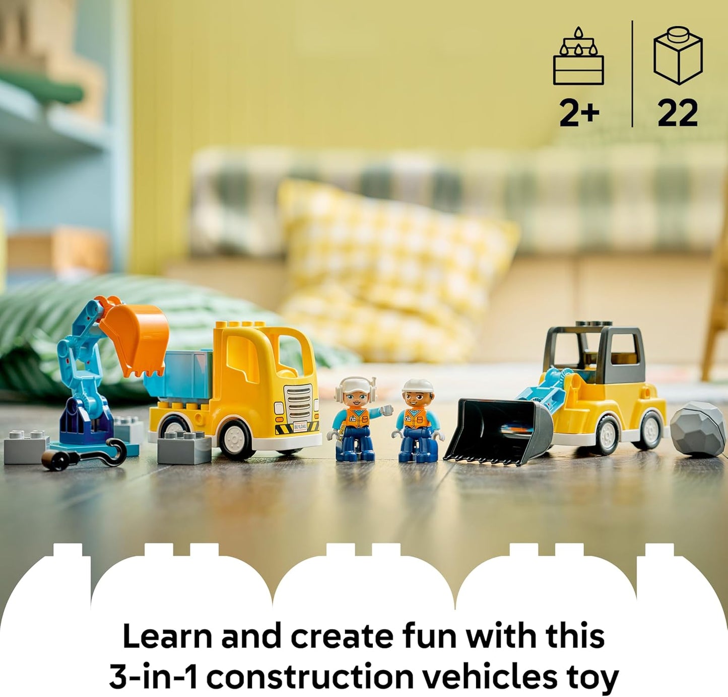LEGO DUPLO Caminhão de Bombeiros com Mangueira e Bombeiro - Brinquedo Educativo para Desenvolvimento da Coordenação Motora - Caminhão Vermelho com Escada, Figura e Esquilo - Presente de Aniversário para Meninos e Meninas a partir de 2 Anos - 10473