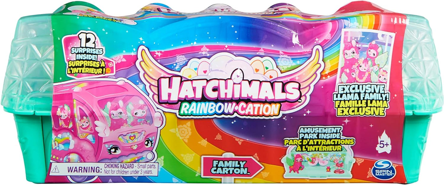 HATCHIMALS CollEGGtibles, Caja familiar Rainbow Llama con juego sorpresa, 10 personajes, 2 accesorios, juguetes para niños para niñas de 5 años en adelante