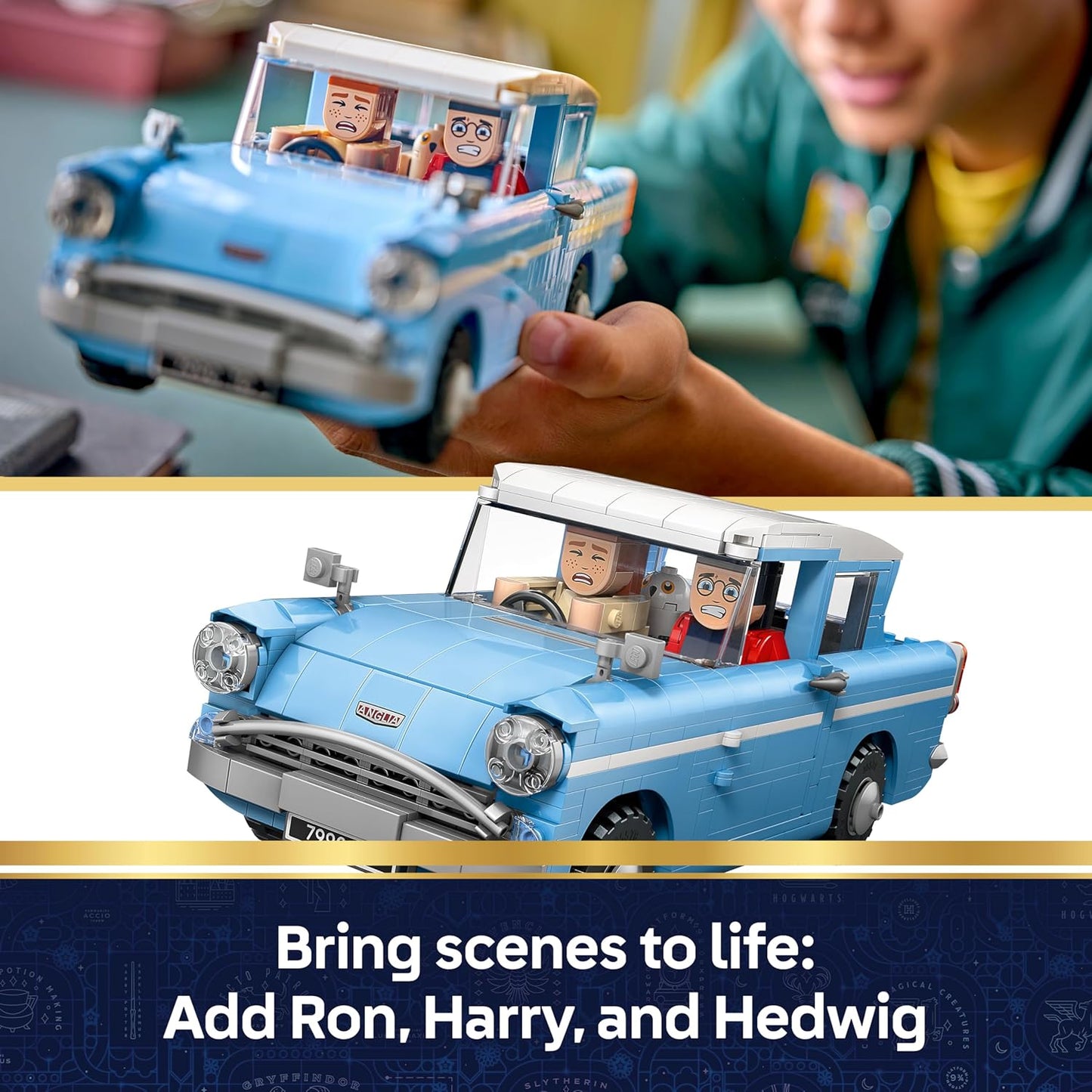 LEGO Harry Potter Ford Anglia Voador Encantado - Kit de Modelo de Carro com Figuras de Harry, Ron e Edwiges - Presente para Meninas e Meninos a partir de 14 Anos e Fãs Adolescentes - 76470