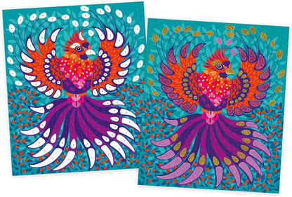 Janod - Brilho Cintilante e Animais de Areia - Atividade de Artesanato Infantil - Kit de Artes e Ofícios - com Areia Decorativa e Brilho Biodegradável - Atividade para maiores de 3 anos,