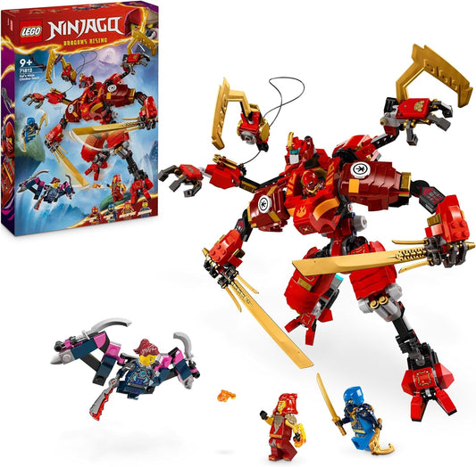 LEGO   Conjunto de brinquedos Ninja Climber Mech de NINJAGO Kai, boneco de ação montável para meninos, meninas e crianças de 9 anos ou mais com minifiguras de 4 personagens, incluindo Kai para brincadeira independente, ideia de presente