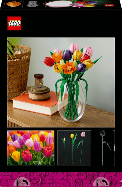 LEGO Botanicals Buquê de Tulipas - Conjunto de Construção de Flores Artificiais para Adultos - Presente DIY para o Dia das Mães, incluindo 14 Tulipas Artificiais em 5 Cores para Decoração de Mesa e Casa - 11501