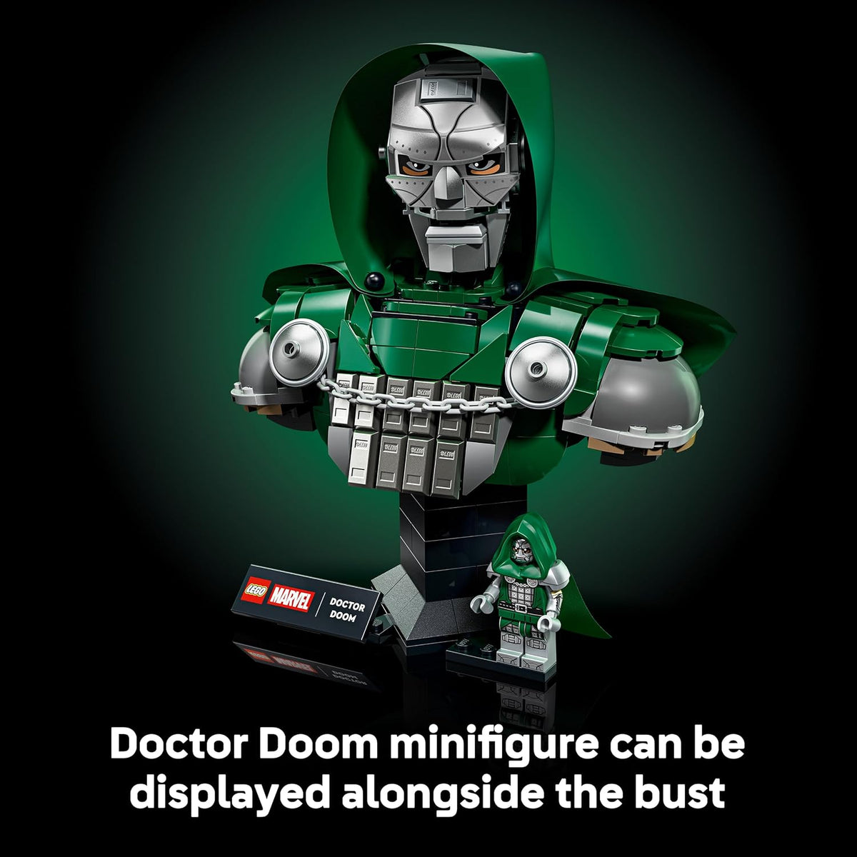 LEGO Busto do Doutor Destino da LEGO Marvel (76345) | Conjunto para adultos, modelo para exibição, inclui minifigura e placa de identificação, item de decoração para prateleiras ou ambientes, ideia de presente com o tema Vingadores, 379 peças