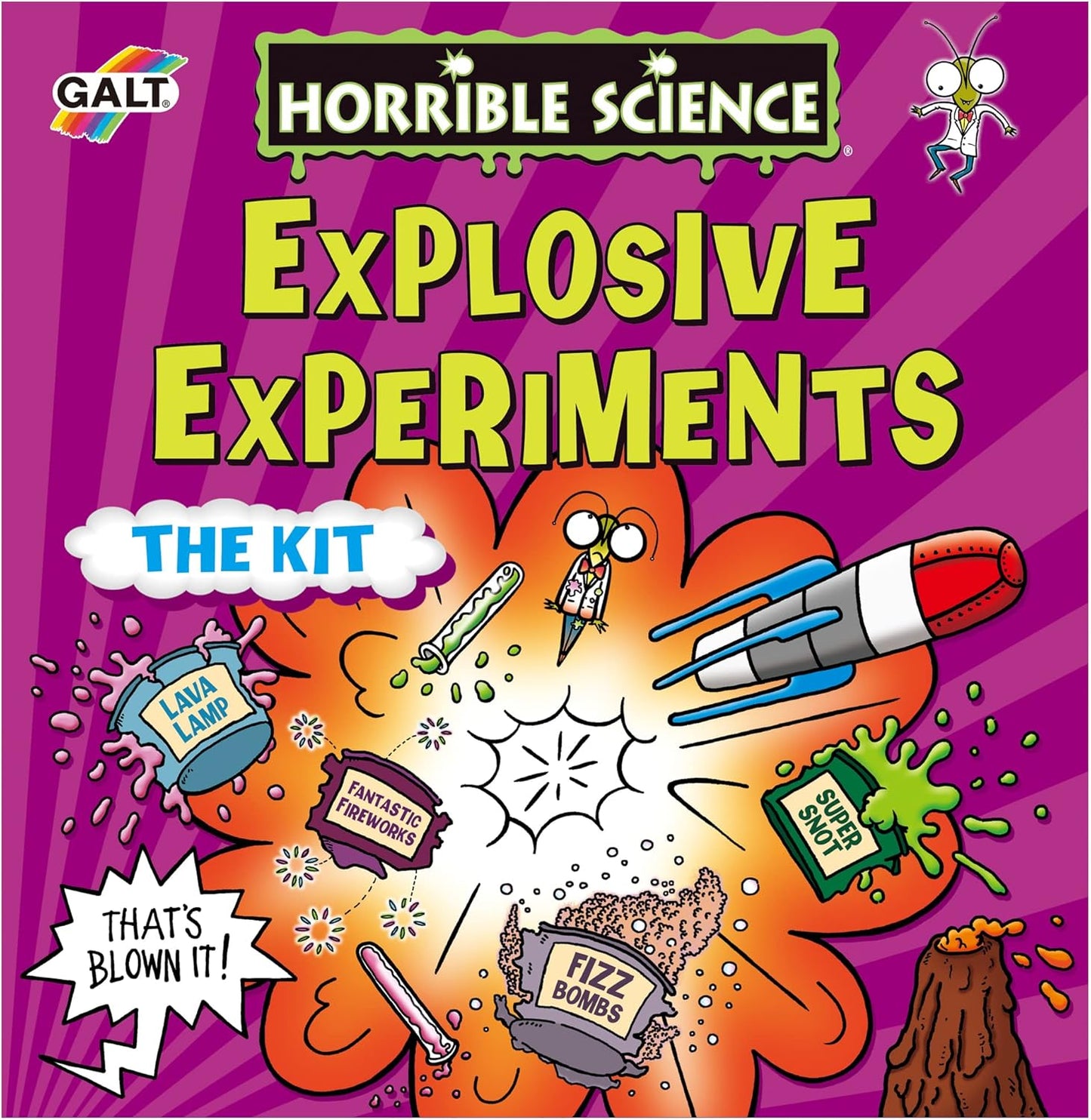 Galt Horrible Science Explosive Experiments - Kit de ciências para crianças a partir de 8 anos, conjunto de artesanato infantil, 8 experimentos divertidos de STEM, foguete, vulcão, fabricação de slime e muito mais, a embalagem pode variar