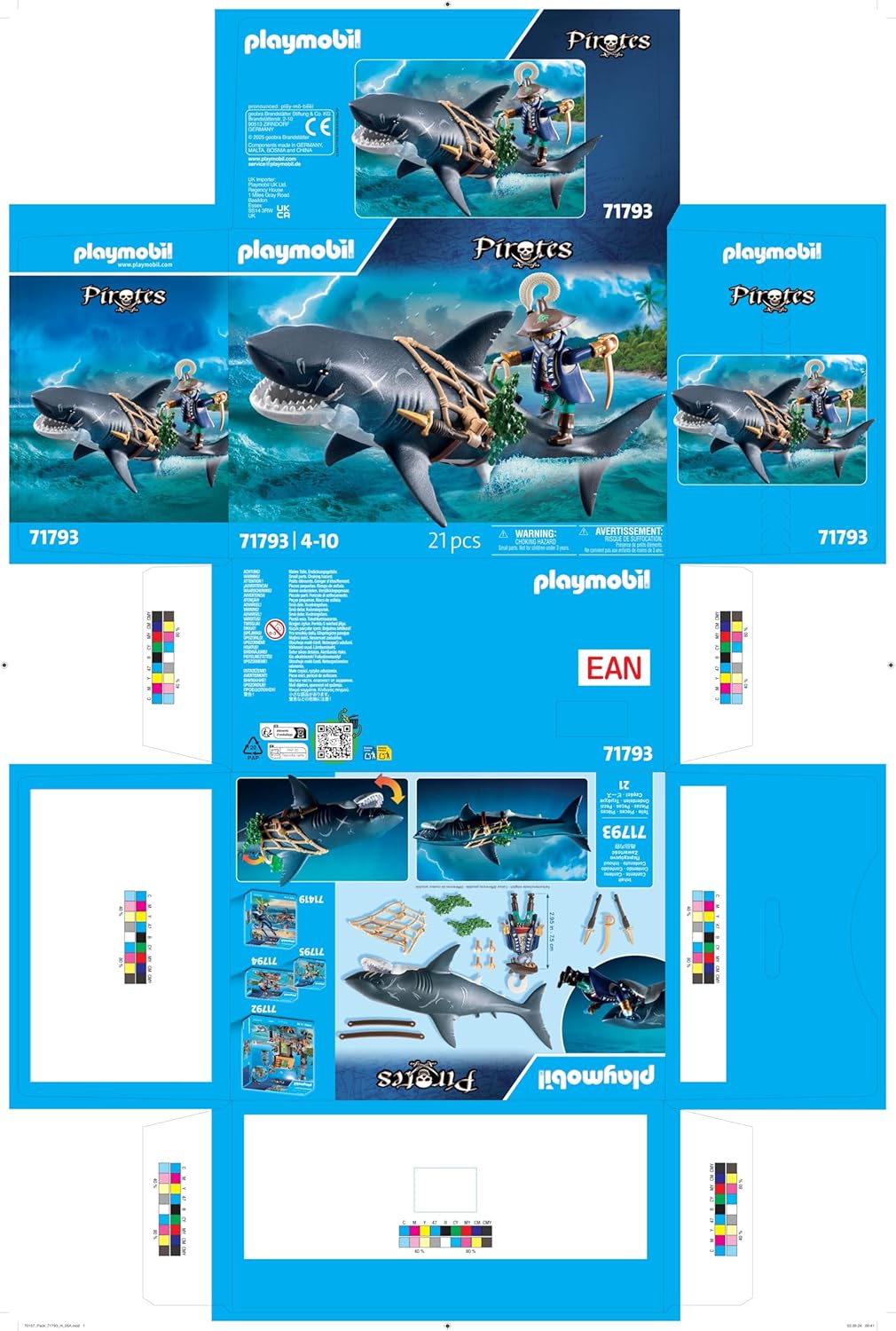 Playmobil | Piratas | Perigo de Tubarão Gigante | Brinquedos de Piratas | Figuras de Brinquedo | Brinquedos para Crianças a partir de 4 Anos | 71793