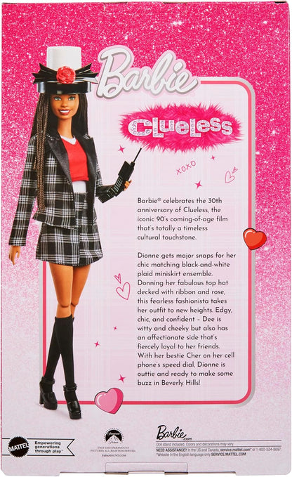Barbie Boneca Signature, Dionne de As Patricinhas de Beverly Hills, Colecionável, com Terno Xadrez Preto e Branco, Cartola e Acessório de Celular, JBJ47