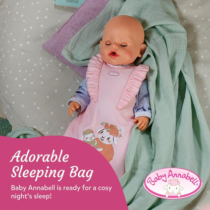 Baby Annabell Saco de dormir - Estampa rosa com flores - Serve em bonecas de 36cm e 43cm - Embalagem 100% livre de plástico - Indicado para crianças a partir de 3 anos