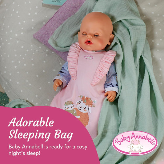 Baby Annabell Saco de dormir - Estampa rosa com flores - Serve em bonecas de 36cm e 43cm - Embalagem 100% livre de plástico - Indicado para crianças a partir de 3 anos