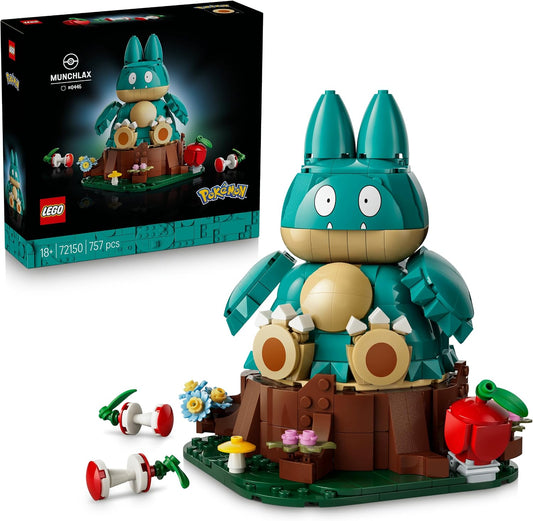 LEGO Figura Pokémon Munchlax – Conjunto de Montagem para Adultos – Kit de Modelo de Anime com Membros e Cabeça Articulados – Decoração DIY para Quarto ou Prateleira – Ideia de Presente Colecionável para Gamers – 72150
