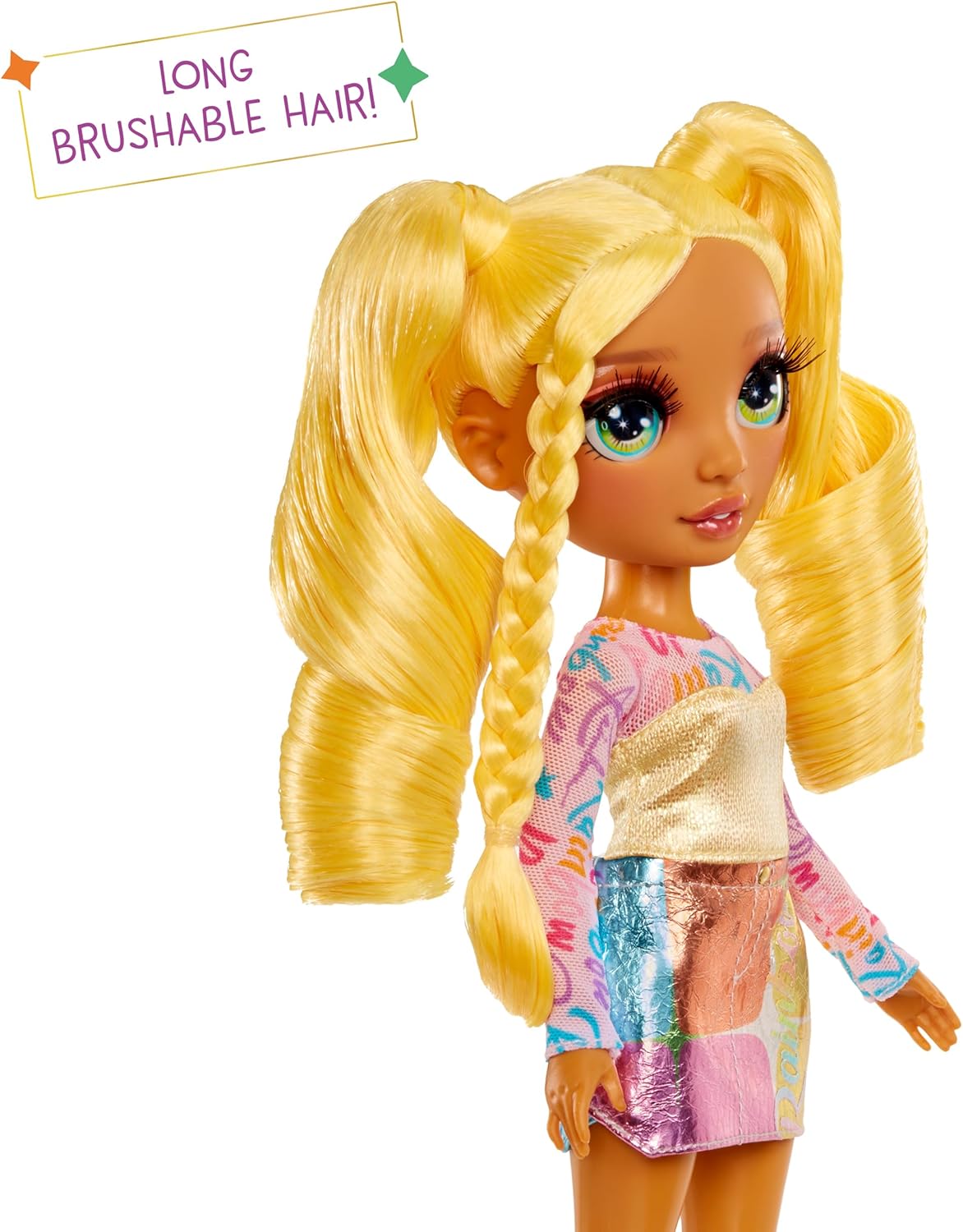Boneca Rainbow High My Fashion Style - Sunny - Boneca Fashion Amarela de 28cm com Roupa Estilosa e Bolsa Elegante, Brincalhona, Articulada, Colecionável, Para Crianças de 4 a 12 Anos ou Mais