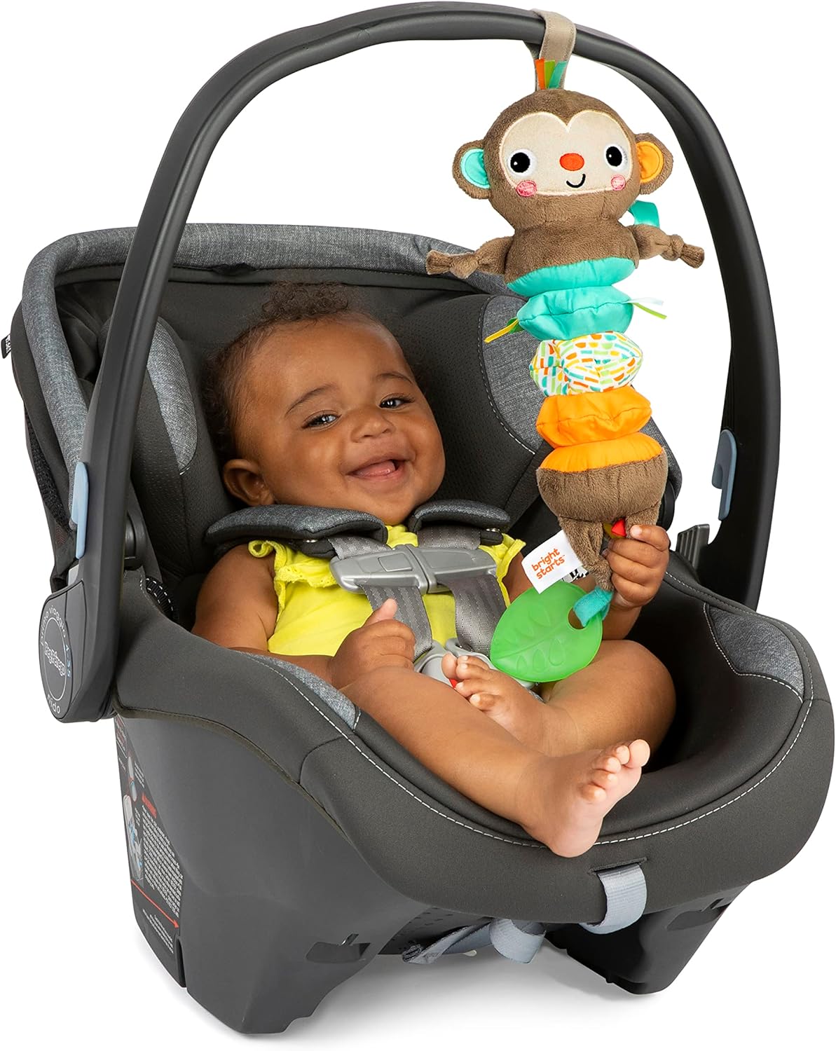 Bright Starts Brinquedo musical de atividade para carrinho Pull, Play & Boogie - Macaco - Unissex, Recém-nascido +