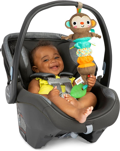 Bright Starts Brinquedo musical de atividade para carrinho Pull, Play & Boogie - Macaco - Unissex, Recém-nascido +