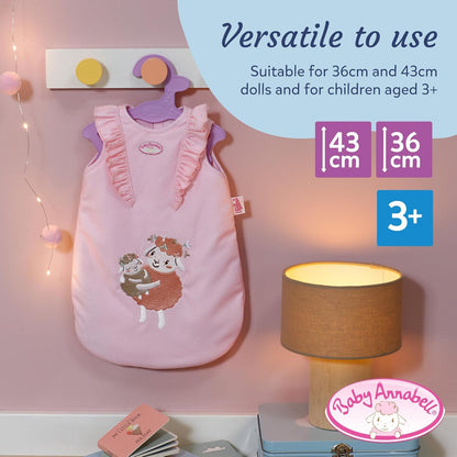 Baby Annabell Saco de dormir - Estampa rosa com flores - Serve em bonecas de 36cm e 43cm - Embalagem 100% livre de plástico - Indicado para crianças a partir de 3 anos