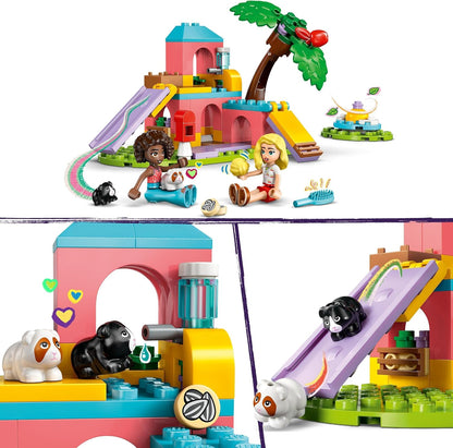 LEGO Conjunto de playground de cobaia Friends, conjunto de brinquedo de construção para meninas de 6 anos ou mais, inclui 2 minibonecas e 2 figuras de animais para brincadeiras imaginativas