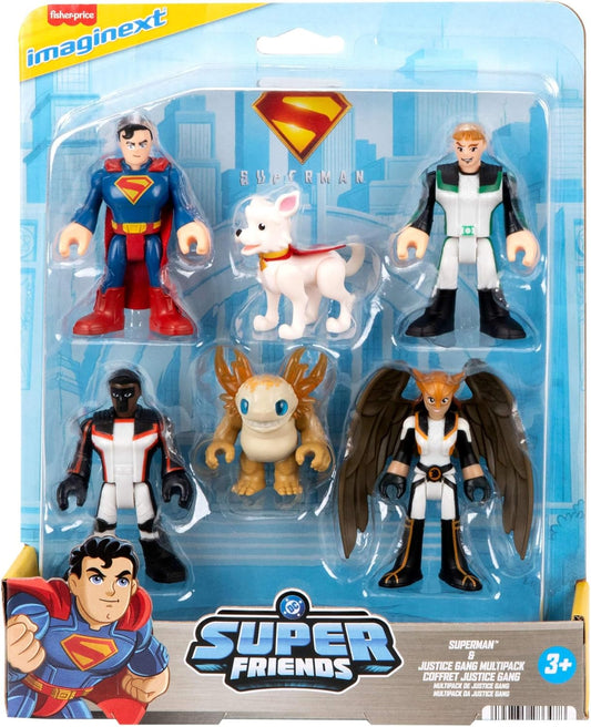Fisher-Price Conjunto de figuras de ação Imaginext Superman, com 6 personagens colecionáveis de 7,6 cm (3 polegadas), incluindo Krypto e Kaiju, JDL09