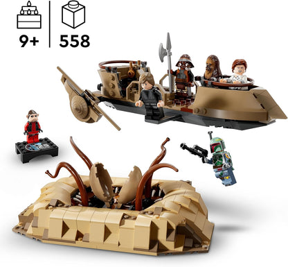 LEGO Star Wars: Return of the Jedi Desert Skiff e Sarlacc Pit, conjunto de brinquedos de construção de veículos para meninos e meninas de mais de 9 anos, apresenta 6 minifiguras, incluindo Luke Skywalker, presente para crianças e fãs