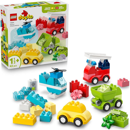 LEGO DUPLO Veículos Criativos - Brinquedo Educativo de Classificação para Crianças com Carros e Caminhões - Conjunto para Desenvolvimento da Coordenação Motora Fina - Presente de Aniversário para Bebês a partir de 1 Ano, Meninos e Meninas - 10474