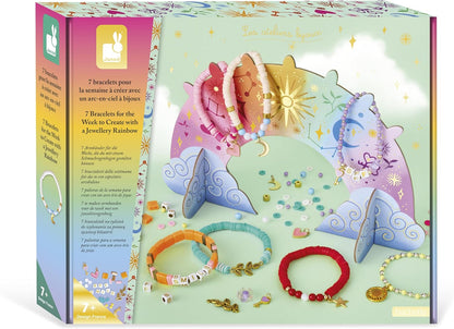 Janod - 7 Pulseiras para Criar - 1 Pulseira por Dia - Kit Lazer Criativo - Estimula a Criatividade - Atividade Manual para Crianças - A partir de 7 Anos - J09185