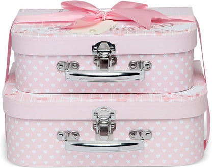 Baby Box Shop - Duas caixas prontas com fita de cetim e etiqueta para malas pequenas e médias, presentes para bebês, caixa de presente de chá de bebê faça você mesmo para meninos