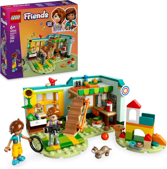 LEGO Conjunto de quarto de outono Friends, brinquedo criativo de dramatização para meninas de 6 anos ou mais, conjunto divertido com 2 personagens, natureza, animais e acessórios para casa de bonecas